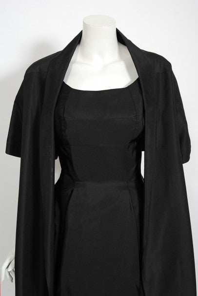 1950&#39;s Madame Grès Haute Couture Sculpted Silk Back-Bow Dress &amp; Jacket