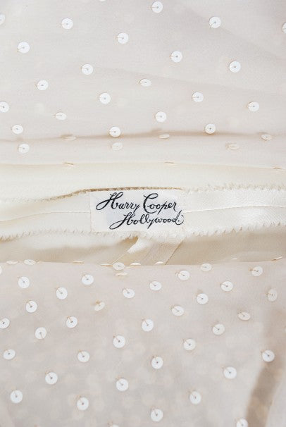 1940&#39;s Harry Cooper of Hollywood Ivory Sequin Chiffon Halter Gown
