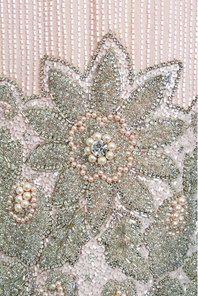 1965 Helen Rose Couture Fully-Beaded Blush Pink Silk Hourglass Dress