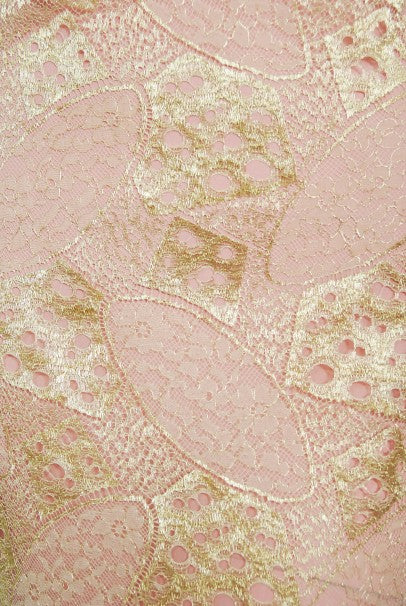 2001 Christian Dior by John Galliano Gold Lace &amp; Pink Silk Bias-Cut Gown