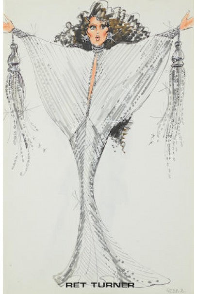 1975 Ret Turner Couture for Diana Ross &#39;Disco Ball&#39; Silver Sequin Gown