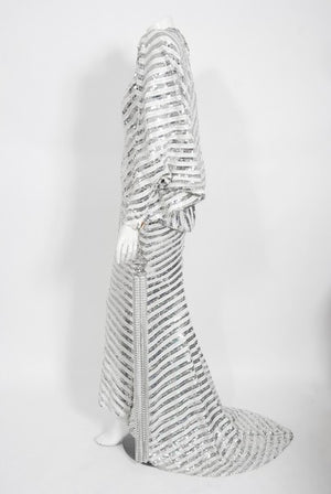 1975 Ret Turner Couture for Diana Ross 'Disco Ball' Silver Sequin Gown
