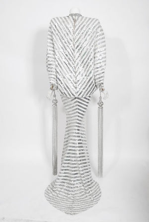1975 Ret Turner Couture for Diana Ross 'Disco Ball' Silver Sequin Gown