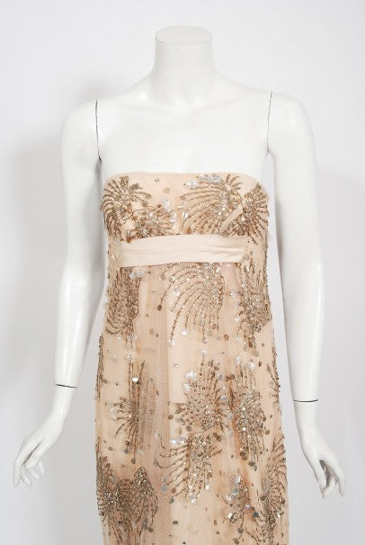 1966 Arnold Scaasi Couture For Mitzi Gaynor Beaded Strapless Gown &amp; Cape