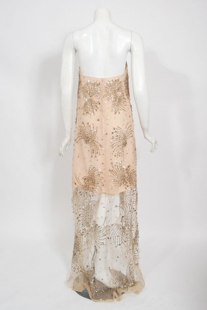 1966 Arnold Scaasi Couture For Mitzi Gaynor Beaded Strapless Gown &amp; Cape