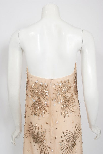 1966 Arnold Scaasi Couture For Mitzi Gaynor Beaded Strapless Gown &amp; Cape