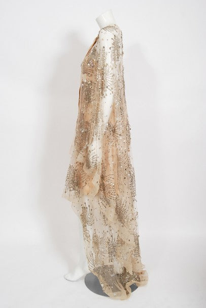 1966 Arnold Scaasi Couture For Mitzi Gaynor Beaded Strapless Gown &amp; Cape