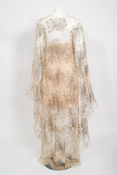 1966 Arnold Scaasi Couture For Mitzi Gaynor Beaded Strapless Gown &amp; Cape