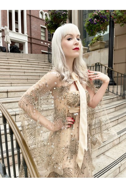 1966 Arnold Scaasi Couture For Mitzi Gaynor Beaded Strapless Gown &amp; Cape