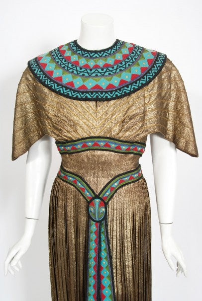 1951 Helen Rose Gold Lam Egyptian 'The Great Caruso' Film-Worn Dress - Timeless Vixen 1951 Helen Rose Gold Lam Egyptian 'The Great Caruso' Film-Worn Dress - Timeless Vixen