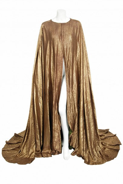 1940&#39;s Paramount Film-Worn Metallic Gold Lamé Full Length Trained Cape