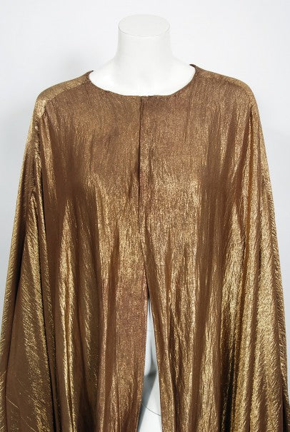 1940&#39;s Paramount Film-Worn Metallic Gold Lamé Full Length Trained Cape
