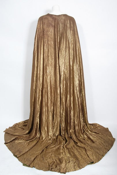 1940&#39;s Paramount Film-Worn Metallic Gold Lamé Full Length Trained Cape