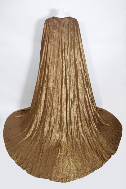 1940&#39;s Paramount Film-Worn Metallic Gold Lamé Full Length Trained Cape