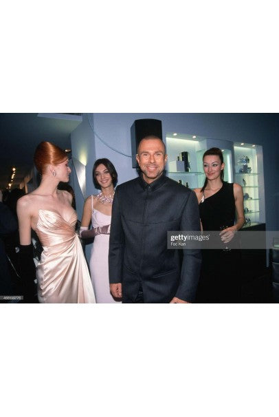 1999 Thierry Mugler Couture Sapphire Blue Silk Corset Strapless Gown