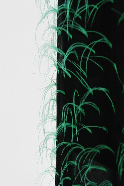 1970 Pauline Trigere Documented Green Feather Silk Strapless Gown &amp; Wrap