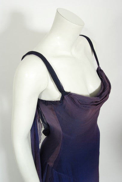 2004 Versace Couture Worn by Actress Melanie Griffith Ombré Silk Gown