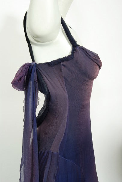 2004 Versace Couture Worn by Actress Melanie Griffith Ombré Silk Gown