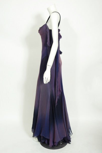 2004 Versace Couture Worn by Actress Melanie Griffith Ombré Silk Gown