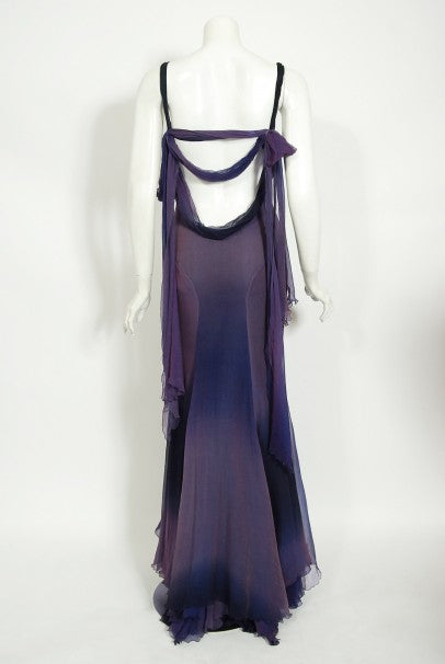 2004 Versace Couture Worn by Actress Melanie Griffith Ombré Silk Gown