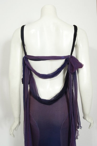 2004 Versace Couture Worn by Actress Melanie Griffith Ombré Silk Gown