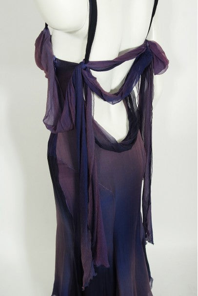 2004 Versace Couture Worn by Actress Melanie Griffith Ombré Silk Gown