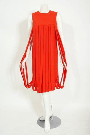 1967 Pierre Cardin Documented Orange Wool Space-Age Mod Carwash Dress - Timeless Vixen 1967 Pierre Cardin Documented Orange Wool Space-Age Mod Carwash Dress - Timeless Vixen