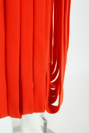 1967 Pierre Cardin Documented Orange Wool Space-Age Mod Carwash Dress