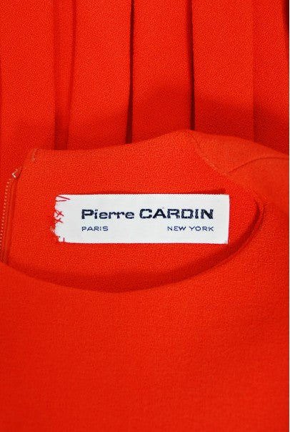1967 Pierre Cardin Documented Orange Wool Space-Age Mod Carwash Dress
