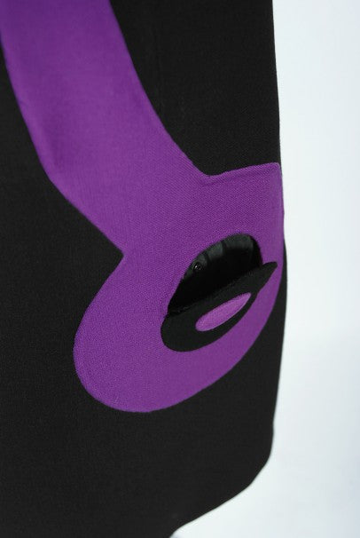 1968 Mila Schön Italian Couture Black Purple Wool Mod Target Coat Dress