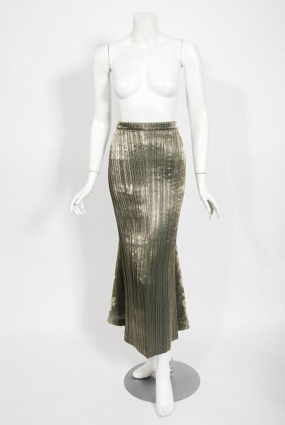 1989 Issey Miyake Metallic Gold Pleated Origami Tails