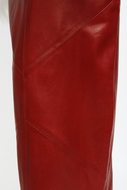 1998 Alexander McQueen For Givenchy Runway Red Leather Low-Plunge Gown