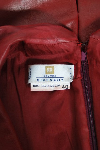 1998 Alexander McQueen For Givenchy Runway Red Leather Low-Plunge Gown