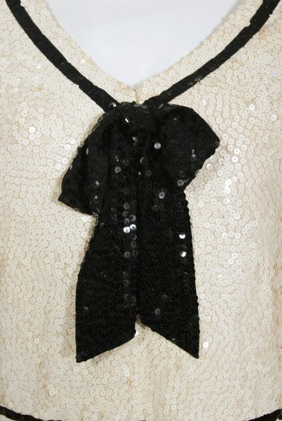 1963 Iconic Barbra Streisand Custom Couture Cream Black Sequin Silk Sailor Set