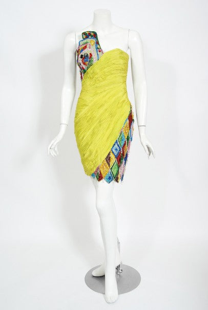 1990 Gianni Versace Couture Beaded Playing Cards Novelty Strapless Dress