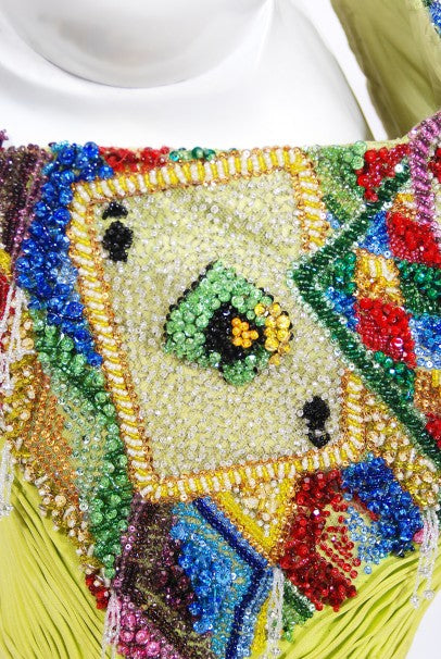 1990 Gianni Versace Couture Beaded Playing Cards Novelty Strapless Dress