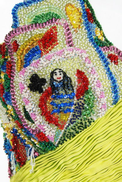 1990 Gianni Versace Couture Beaded Playing Cards Novelty Strapless Dress