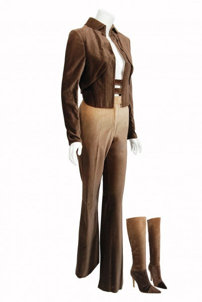 2001 Chloe by Stella McCartney Ombré Velvet Cropped Jacket Pants &amp; Boots