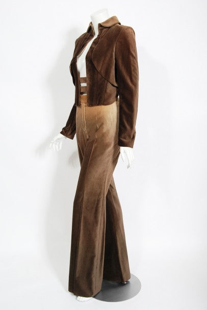 2001 Chloe by Stella McCartney Ombré Velvet Cropped Jacket Pants &amp; Boots