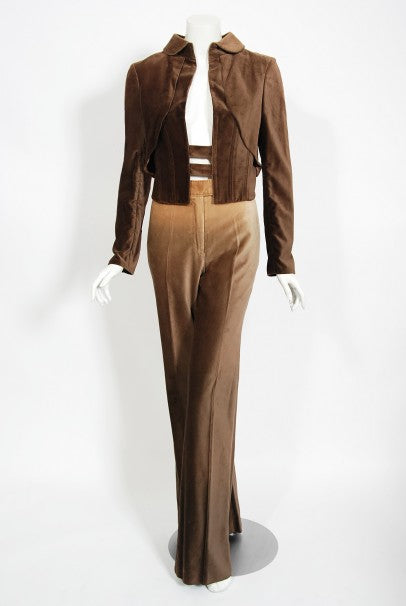 2001 Chloe by Stella McCartney Ombré Velvet Cropped Jacket Pants &amp; Boots