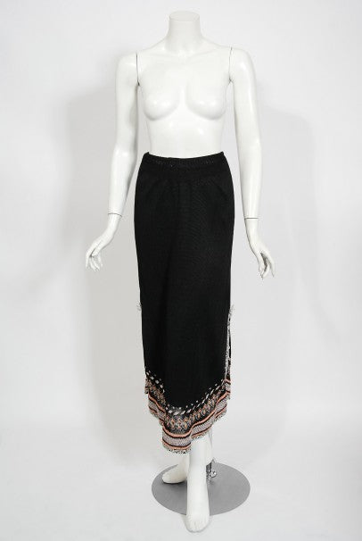 1970&#39;s Bill Gibb Metallic Knit Insect Novelty Tassel Sweater Dress Set