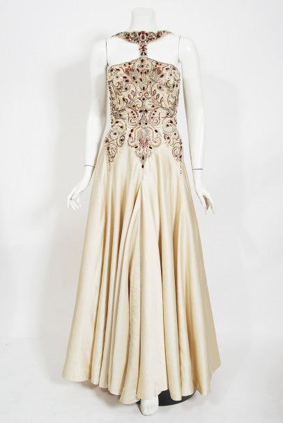 1996 Iconic Madonna &#39;Evita&#39; Film-Worn Beaded Ivory Silk Couture Gown