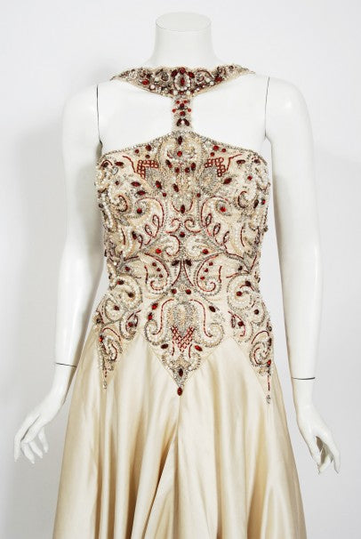1996 Iconic Madonna 'Evita' Film-Worn Beaded Ivory Silk Couture Gown 1996 Iconic Madonna 'Evita' Film-Worn Beaded Ivory Silk Couture Gown