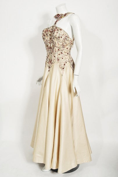 1996 Iconic Madonna &#39;Evita&#39; Film-Worn Beaded Ivory Silk Couture Gown