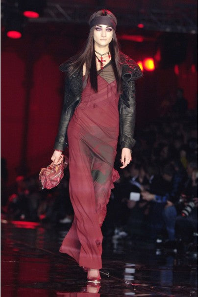 2006 Christian Dior by John Galliano Beaded Burgundy Silk Bias-Cut Gown