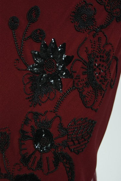 2006 Christian Dior by John Galliano Beaded Burgundy Silk Bias-Cut Gown