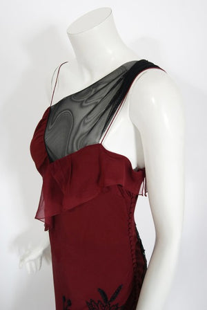 2006 Christian Dior by John Galliano Beaded Burgundy Silk Bias-Cut Gown