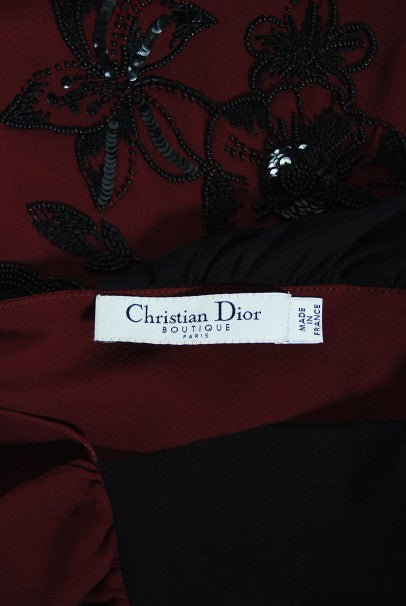 2006 Christian Dior by John Galliano Beaded Burgundy Silk Bias-Cut Gown