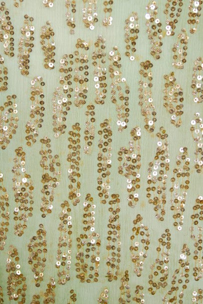 1920&#39;s French Mint-Green Beaded Sequin Chiffon Draped Flapper Dress