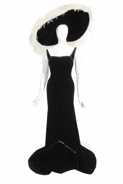 1967 Don Loper Couture For Barbra Streisand Black Hourglass Gown &amp; Hat